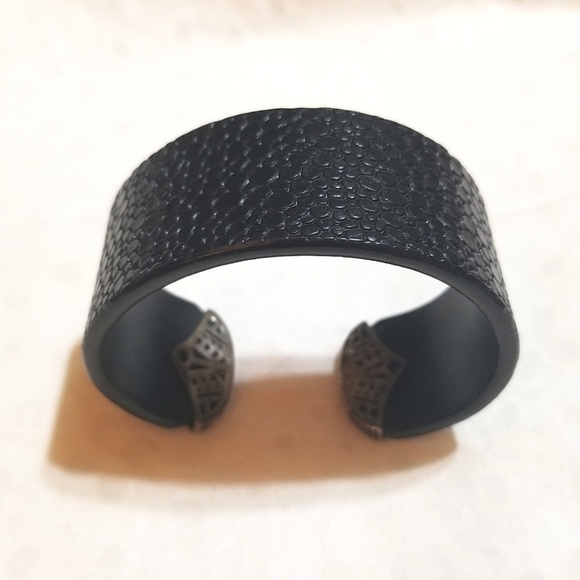 RETIRED SILPADA Stingray Leather Sterling Cuff Bangle Bracelet - Picture 4 of 7